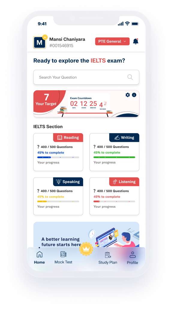 Reading and listening performance analytics in IELTS app