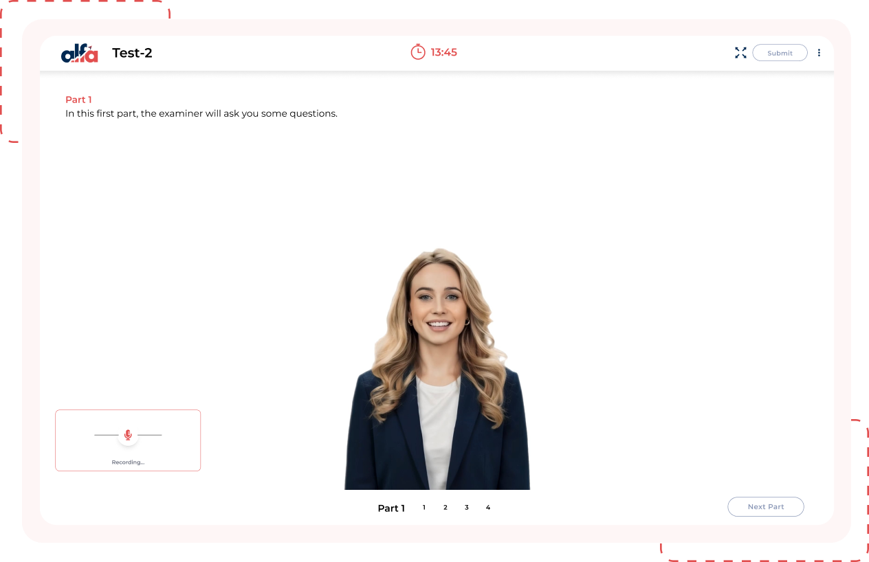 IELTS mock test online with real exam simulation, computer-based IELTS practice test, and authentic exam interface at AlfaIELTS